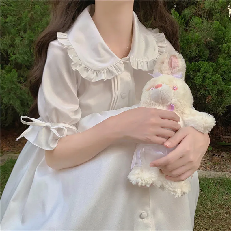 "CUTE DOLL COLLAR RUFFLED WHITE" DRESS N041205