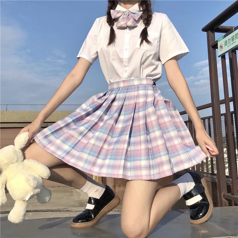 "JK PASTEL BLUE PURPLE PLAID" SKIRT UB2370