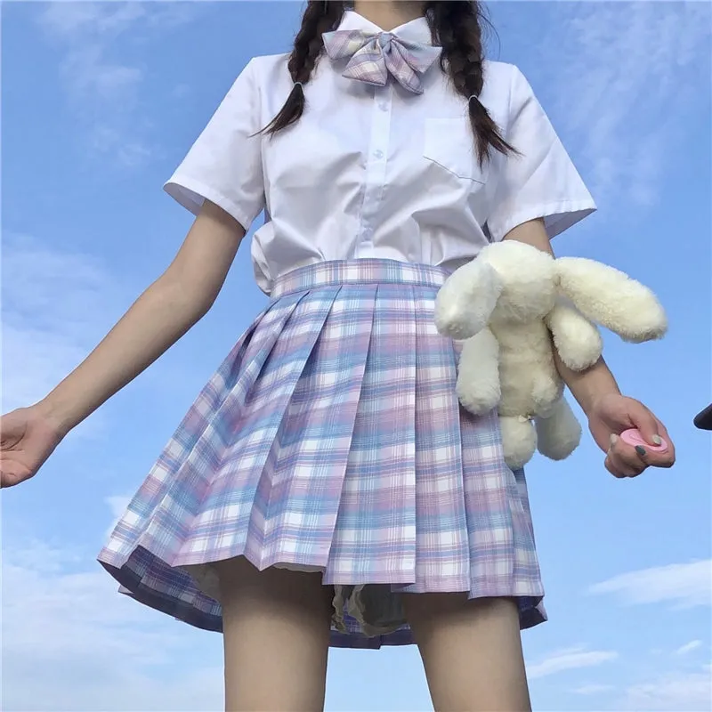"JK PASTEL BLUE PURPLE PLAID" SKIRT UB2370