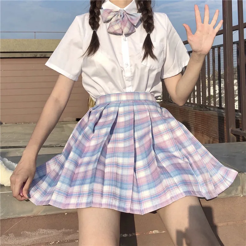 "JK PASTEL BLUE PURPLE PLAID" SKIRT UB2370
