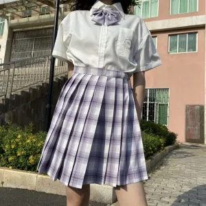 "JK PURPLE WHITE PLAID" SKIRT / TIE N073003