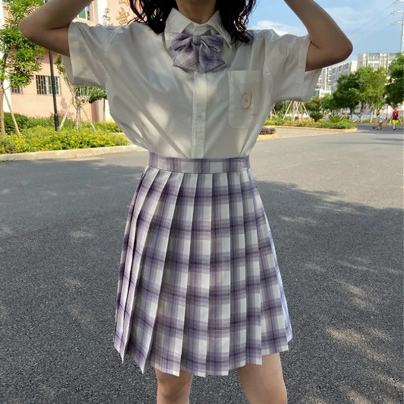 "JK PURPLE WHITE PLAID" SKIRT / TIE N073003