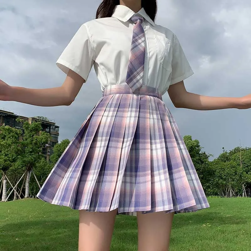 "JK WHITE PURPLE PLAID" SKIRT UB2371