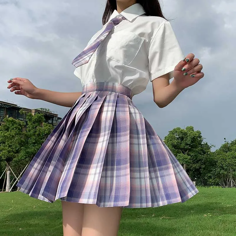 "JK WHITE PURPLE PLAID" SKIRT UB2371