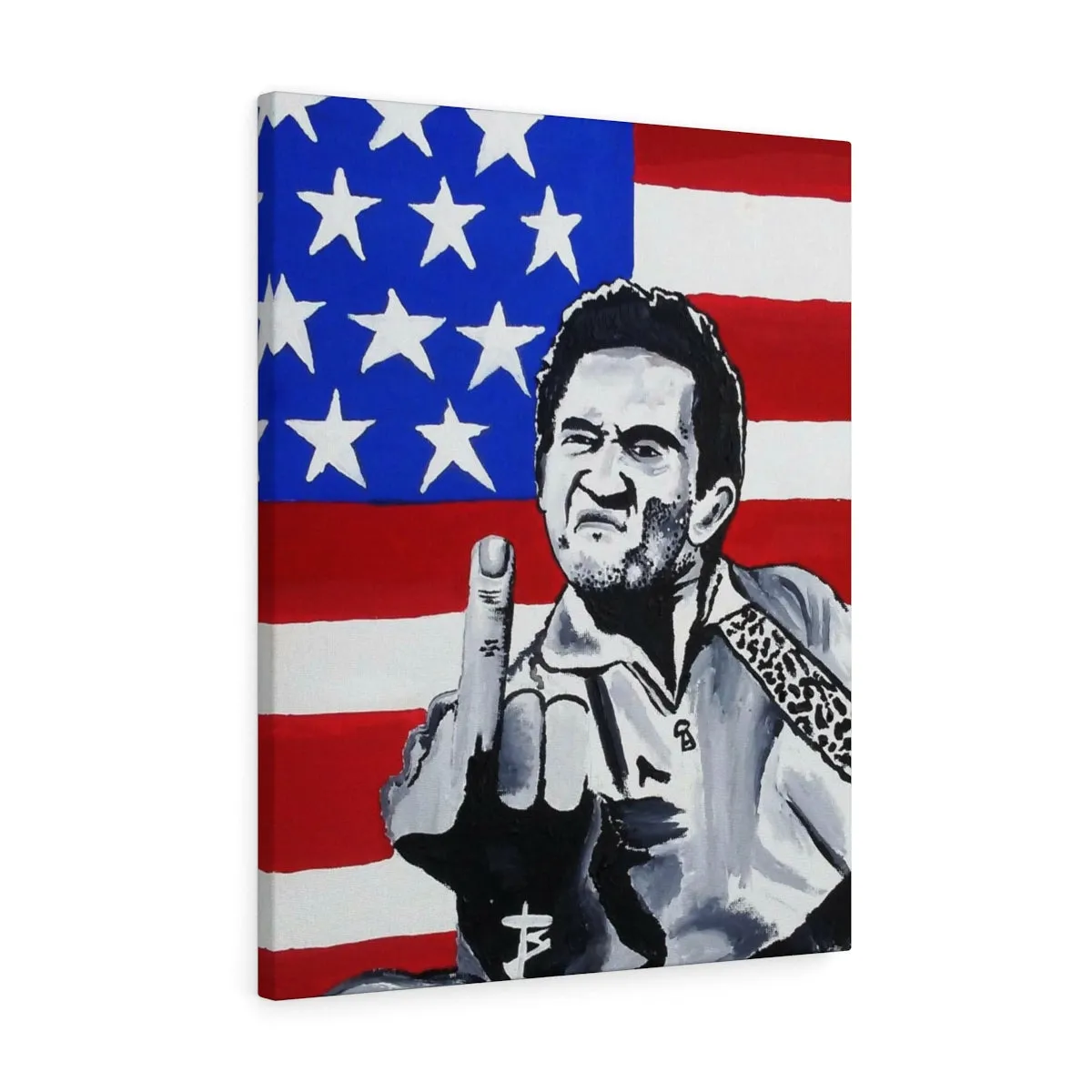 "Johnny Cash, US Flag" Canvas Gallery Wrap