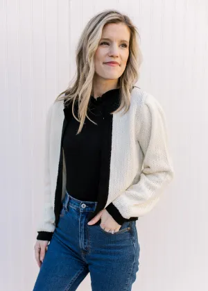 QX Smart Cream and Black Cardigan