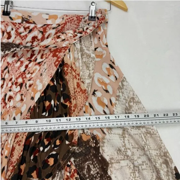 RAGA x Free People Congo Multi Print Ruffled Wrap Midi Skirt Boho Festival Flowy