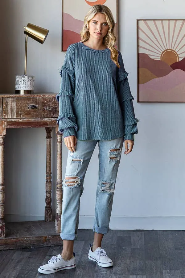 Ragan Ruffle Top - Blue