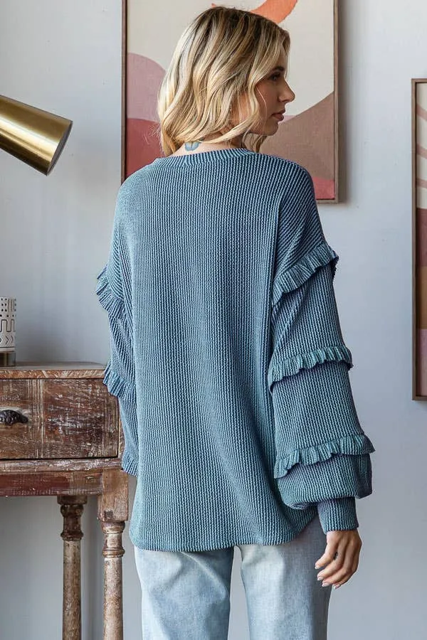 Ragan Ruffle Top - Blue