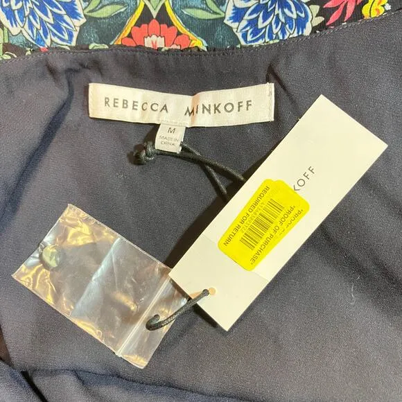 Rebecca Minkoff Midi Dress Med NWT Floral Chiffon True Wrap Ruffled Boho Coastal