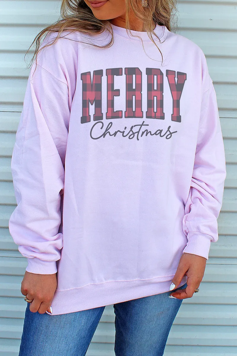 Red Buffalo Plaid Merry Christmas Unisex NuBlend Crew Sweatshirt