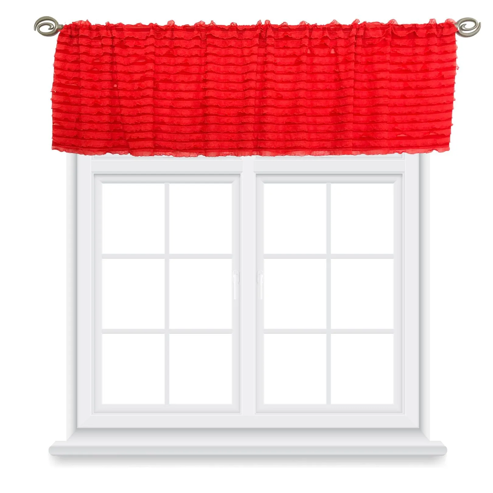 Red Valances Sheer Curtain, Short Curtains Window Toppers for Nursery, Kitchen Decor, Living Room Valance