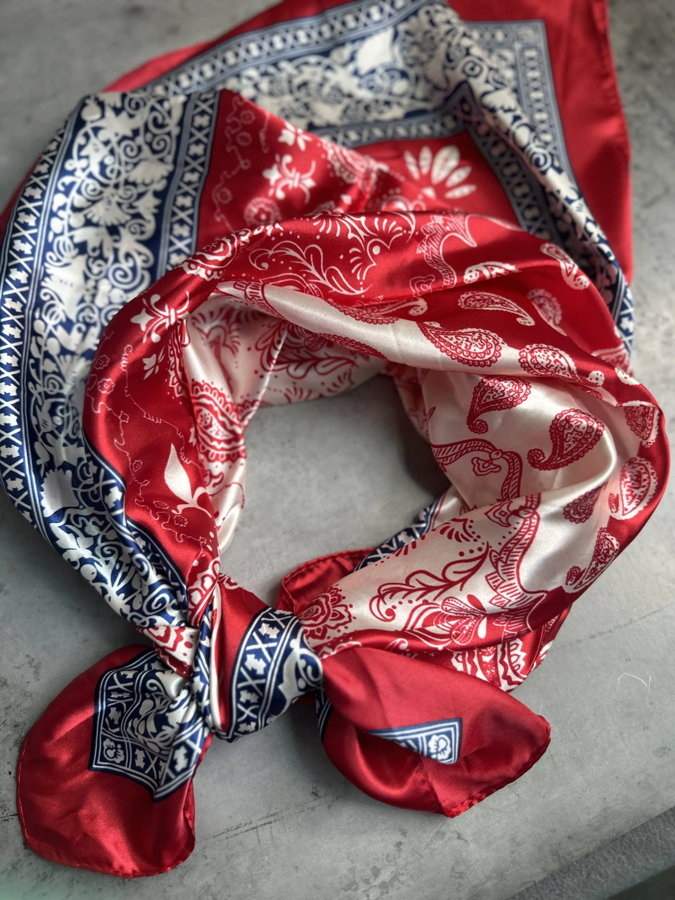 Red White and Blue Bandana Silk Wild Rag