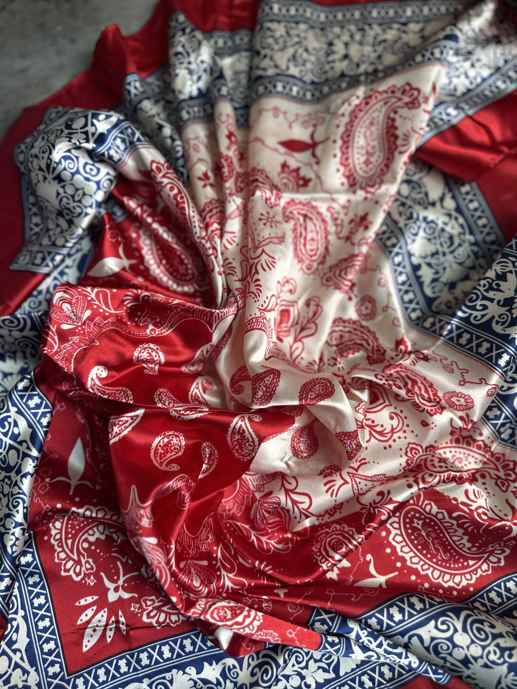 Red White and Blue Bandana Silk Wild Rag