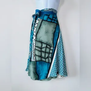 Reversible Multiwear Silk Wrap Mix Print &amp; Floral Skirt Size 8