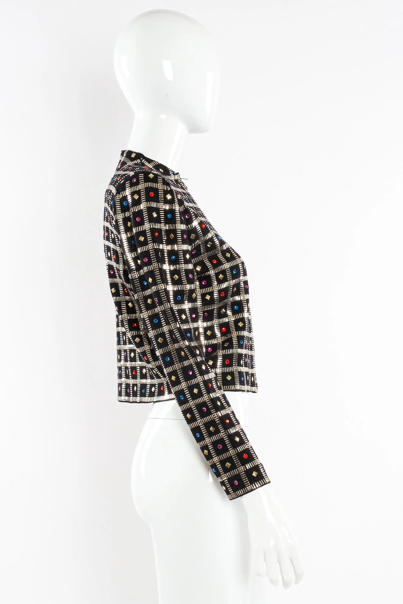 Rhinestone Paillette Checkered Jacket