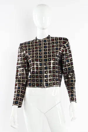 Rhinestone Paillette Checkered Jacket