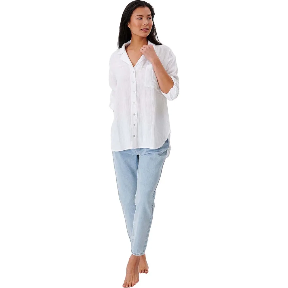 RIP CURL PREMIUM SURF BUTTON UP SHIRT WHITE