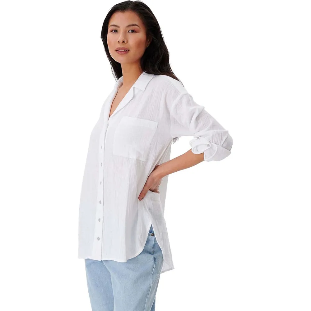 RIP CURL PREMIUM SURF BUTTON UP SHIRT WHITE