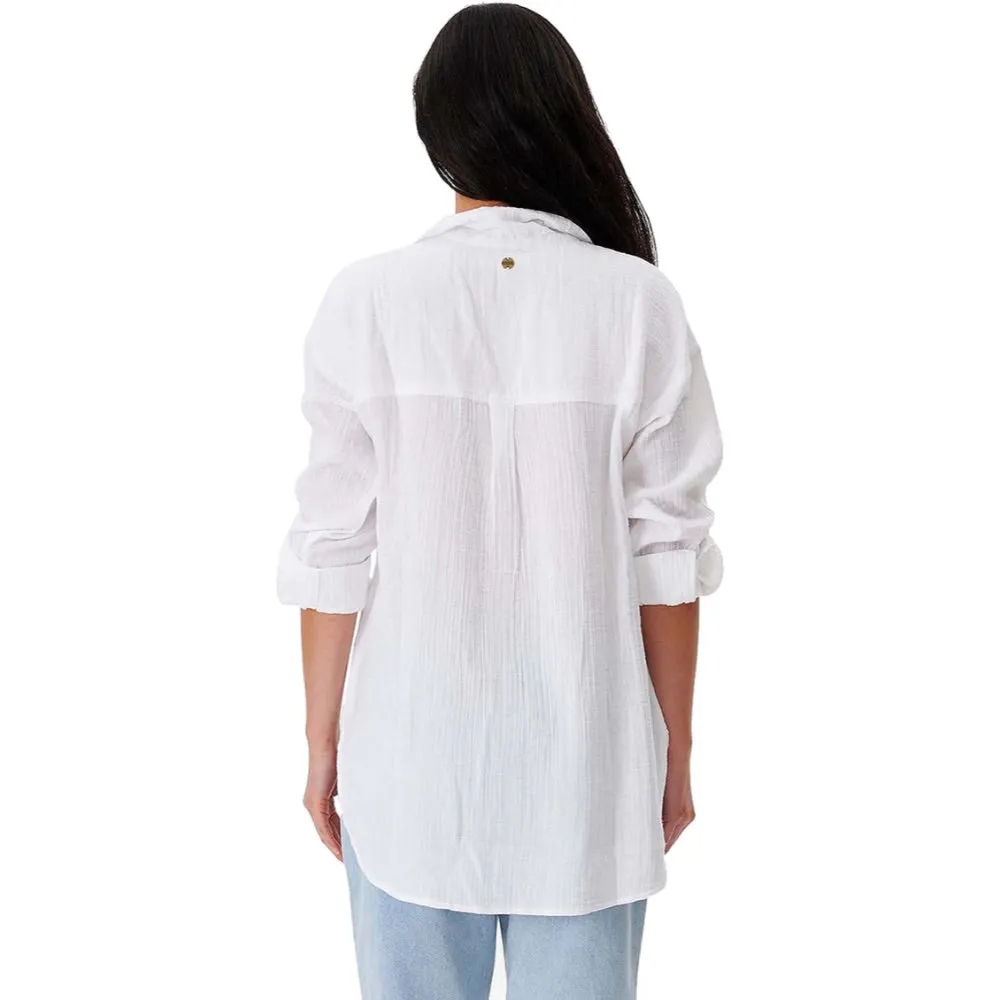 RIP CURL PREMIUM SURF BUTTON UP SHIRT WHITE