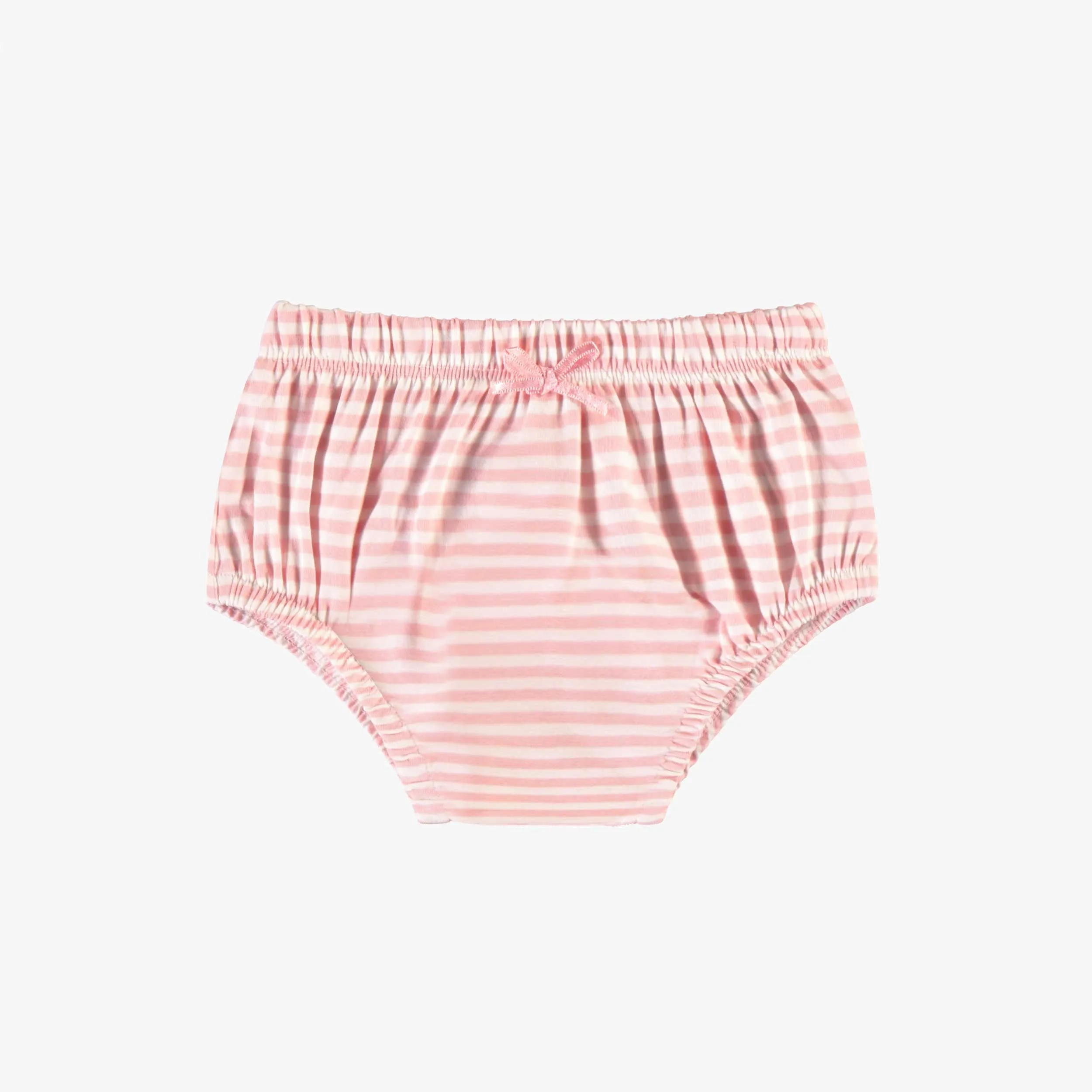 Robe et bloomer rose et crème à rayures, naissance || Pink and cream striped dress and bloomer, newborn