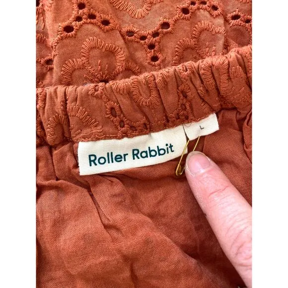 Roberta Roller Rabbit Clementine Eyelet Midi Ruffle Tiered Button Skirt NWOT L