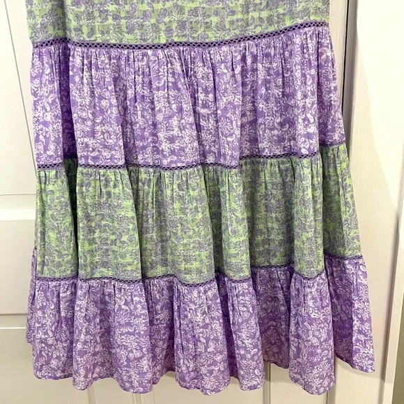 Roller Rabbit Darrel Pippa Dress Tiered in Lavender Green Girlhoodcore Size S