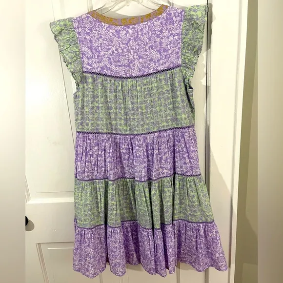 Roller Rabbit Darrel Pippa Dress Tiered in Lavender Green Girlhoodcore Size S