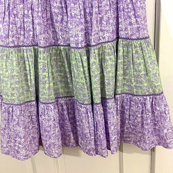 Roller Rabbit Darrel Pippa Dress Tiered in Lavender Green Girlhoodcore Size S