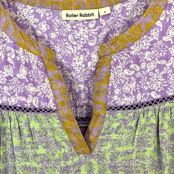 Roller Rabbit Darrel Pippa Dress Tiered in Lavender Green Girlhoodcore Size S