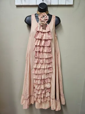 Romantic Front Ruffled Pink Dress