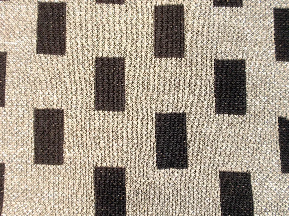RUDI GERNREICH Vintage Black Silver Lurex Checkered Knit Slit Skirt