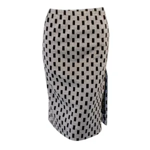 RUDI GERNREICH Vintage Black Silver Lurex Checkered Knit Slit Skirt