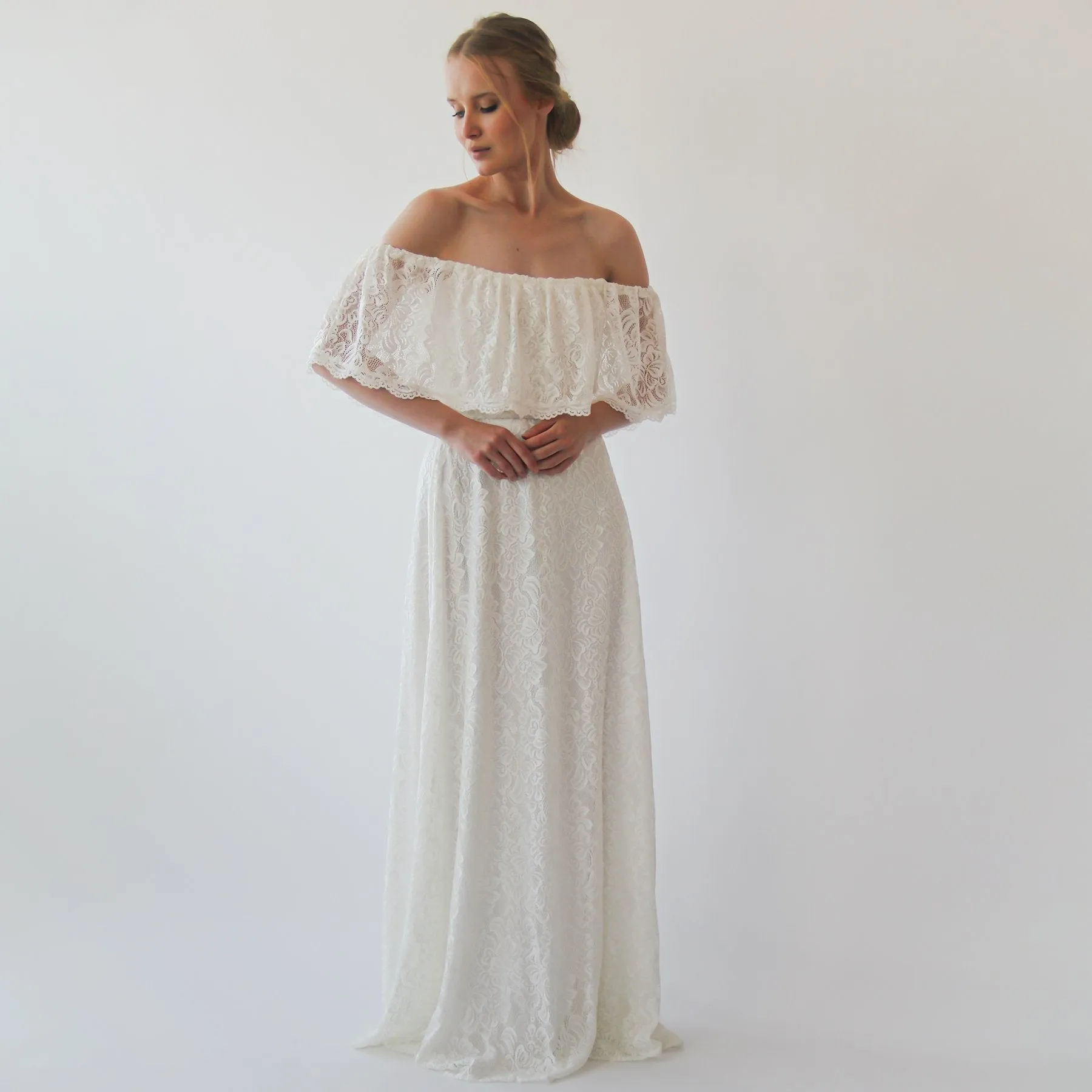 Ruffled Crinkle Off-shoulder Pink Dress #1229