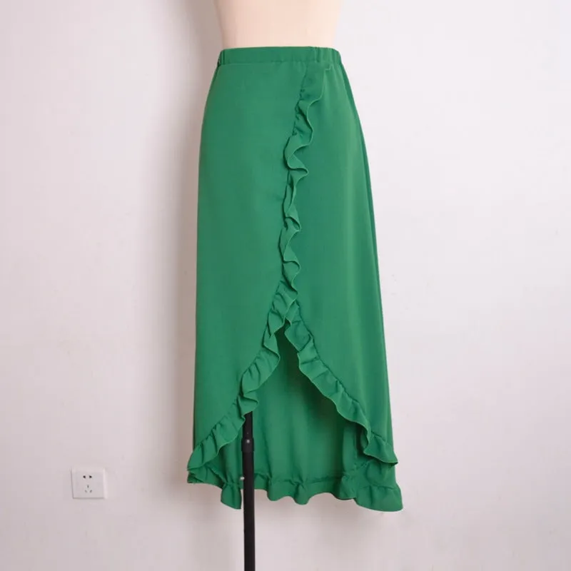 Ruffled Lace-up Sexy High Cross Beach Skirt