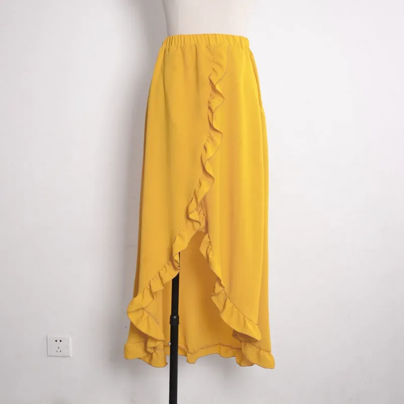 Ruffled Lace-up Sexy High Cross Beach Skirt