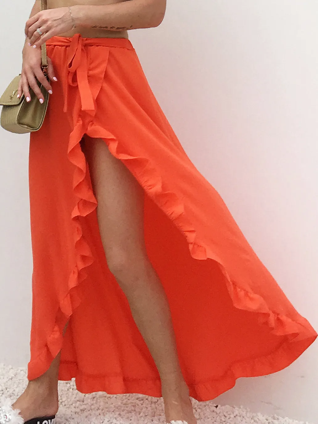 Ruffled Lace-up Sexy High Cross Beach Skirt