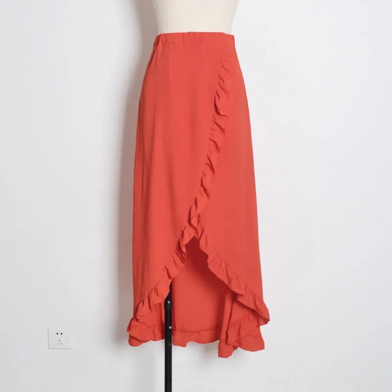 Ruffled Lace-up Sexy High Cross Beach Skirt
