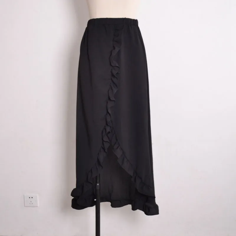 Ruffled Lace-up Sexy High Cross Beach Skirt