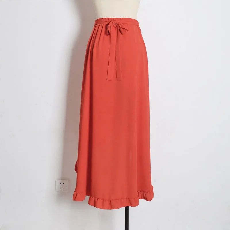 Ruffled Lace-up Sexy High Cross Beach Skirt