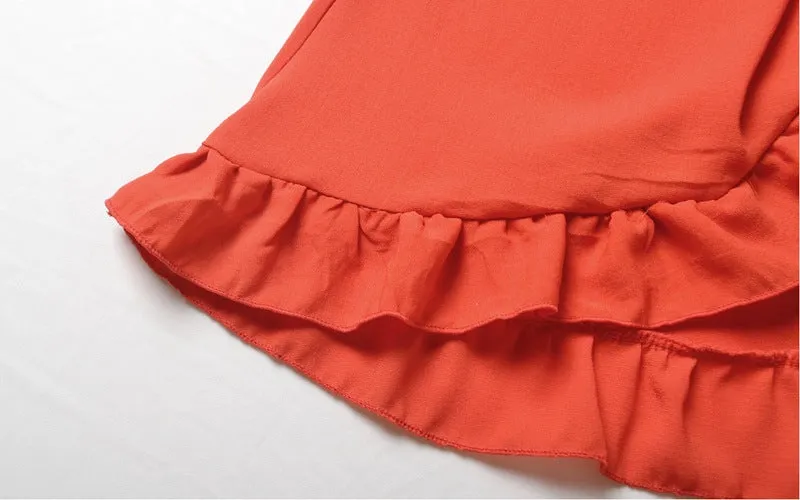 Ruffled Lace-up Sexy High Cross Beach Skirt