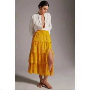 Sample tiered eyelet lace midi skirt NWOT