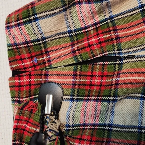 Sara Campbell Vintage blanket/plaid mini skirt with fringe hem &amp; side sz 4