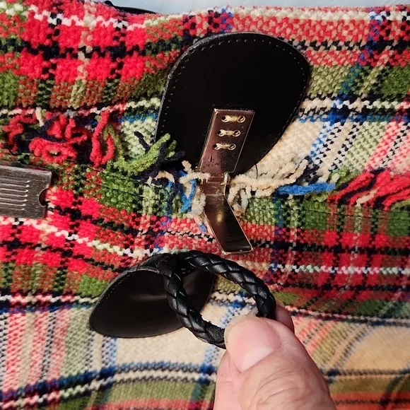Sara Campbell Vintage blanket/plaid mini skirt with fringe hem &amp; side sz 4