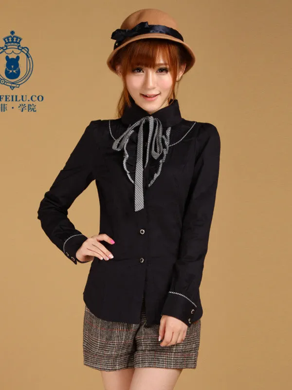 scholarly plaid ruffles shirt