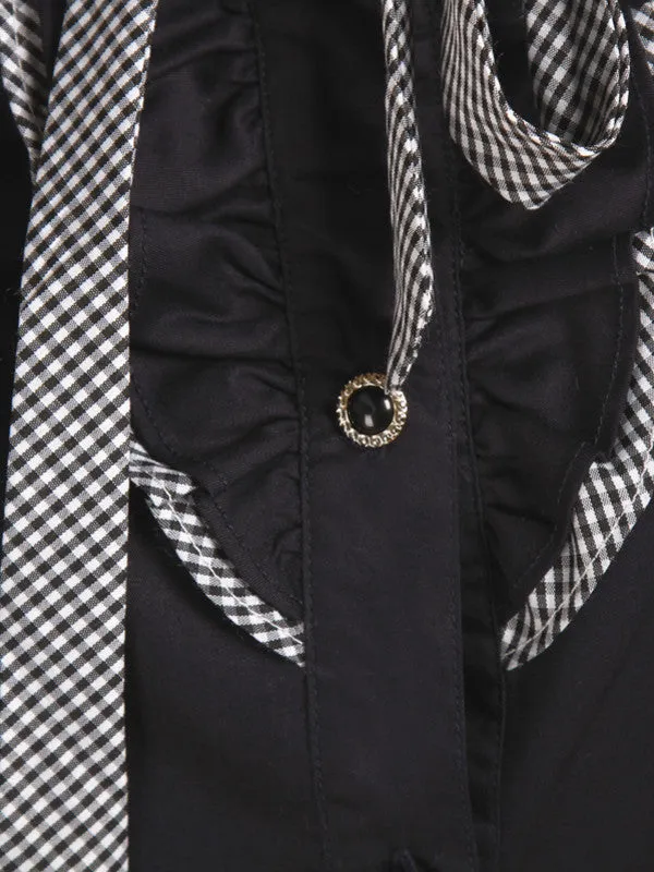 scholarly plaid ruffles shirt