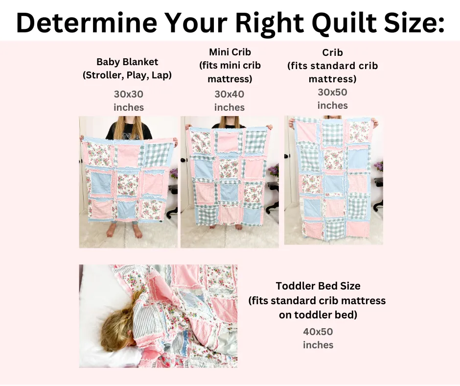 Shabby Baby Girl Rag Quilt | Vintage Pink and Blue Blankets