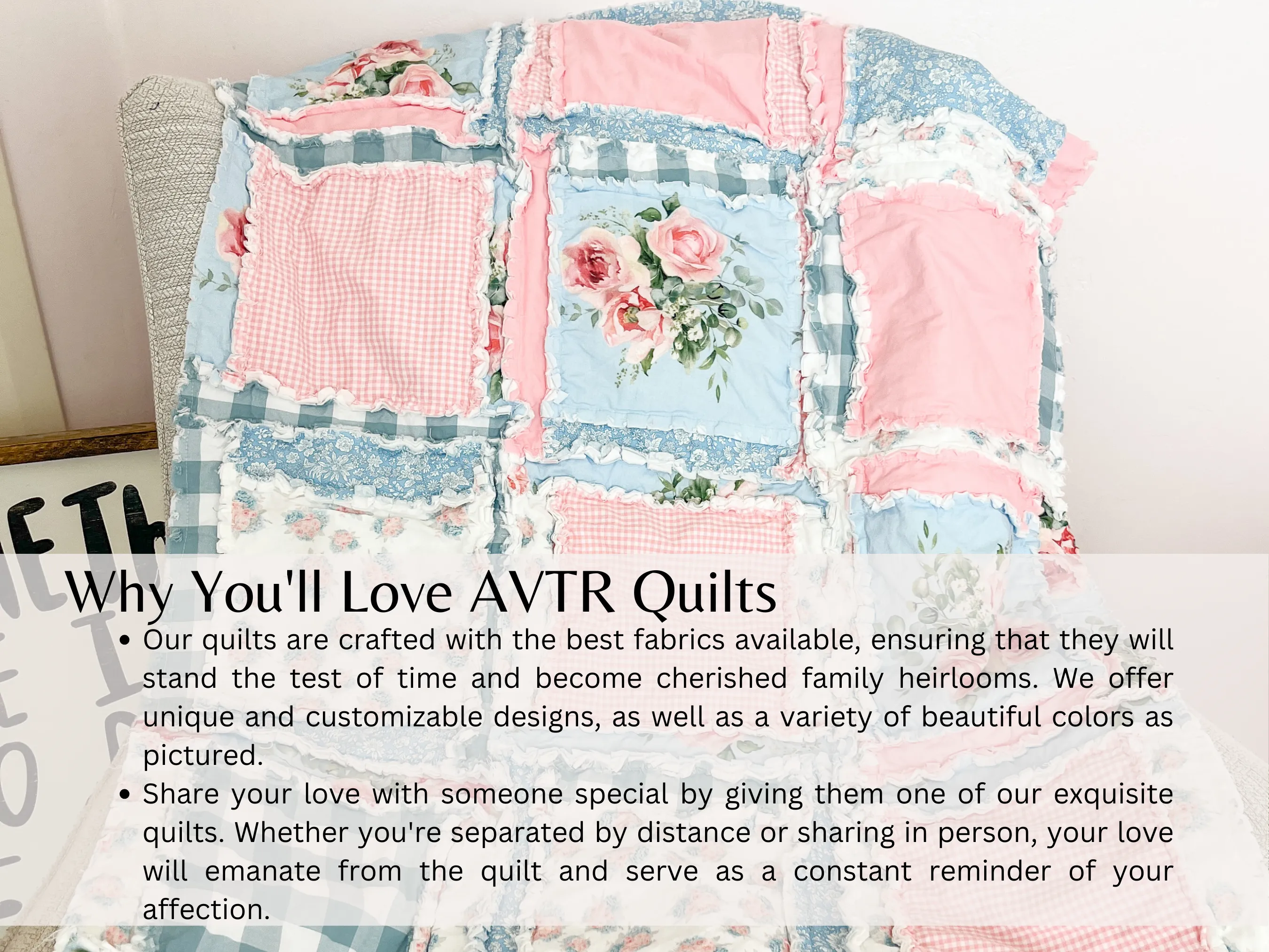 Shabby Baby Girl Rag Quilt | Vintage Pink and Blue Blankets