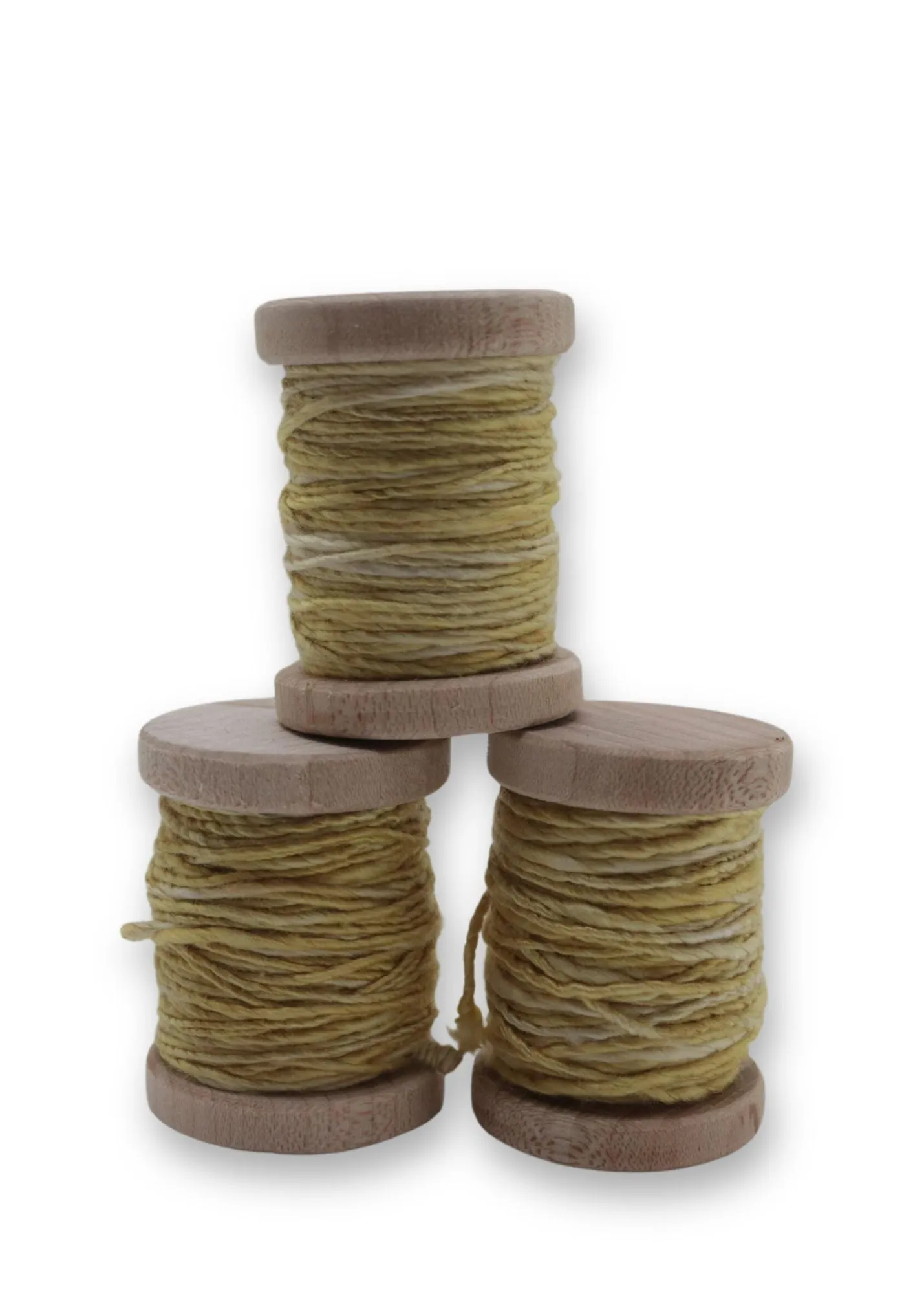 Shades of Gold Silk/Wool Twine, Hand Spun and Naturally Dyed.