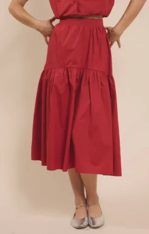 SHADES ON TIERED MIDI SKIRT
